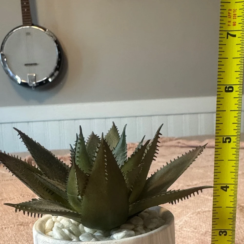 Green Faux Succulent in White Planter (17)
